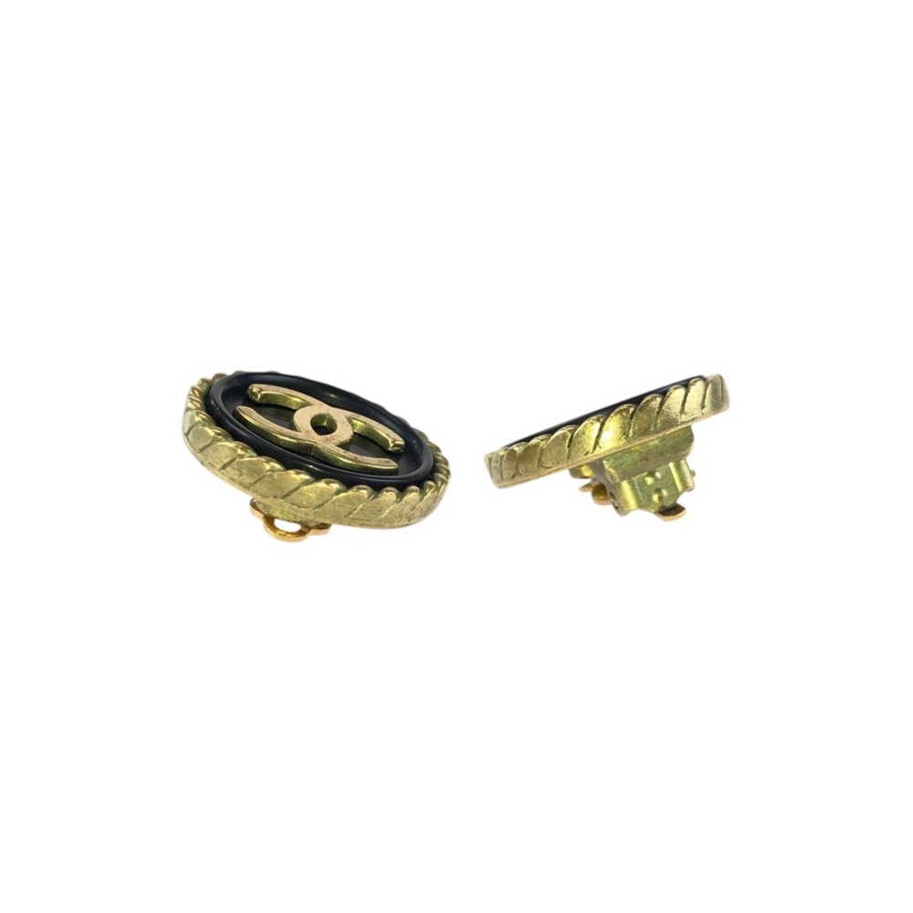 CHANEL Authentic Vintage Black Logo Earrings - Picture 3 of 4